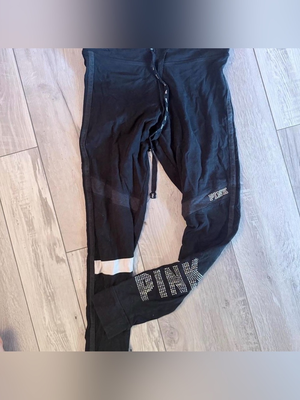 Victoria's Secret PINK Black leggings with Rhinestone Logo
